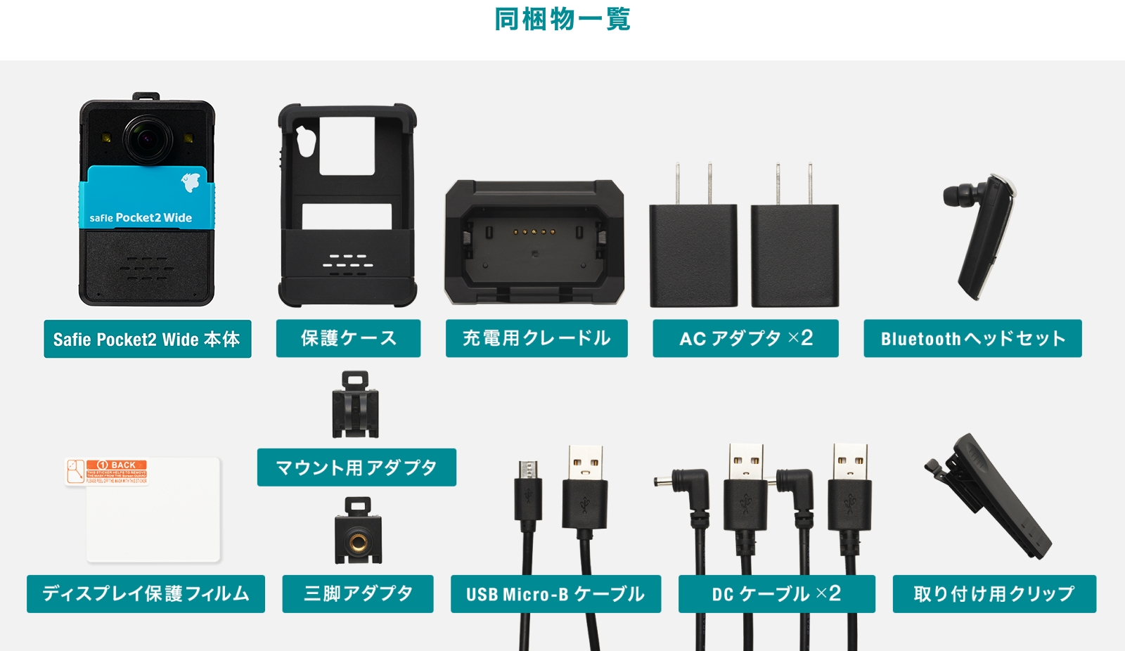Safie Pocket2 Wideの同梱物一覧